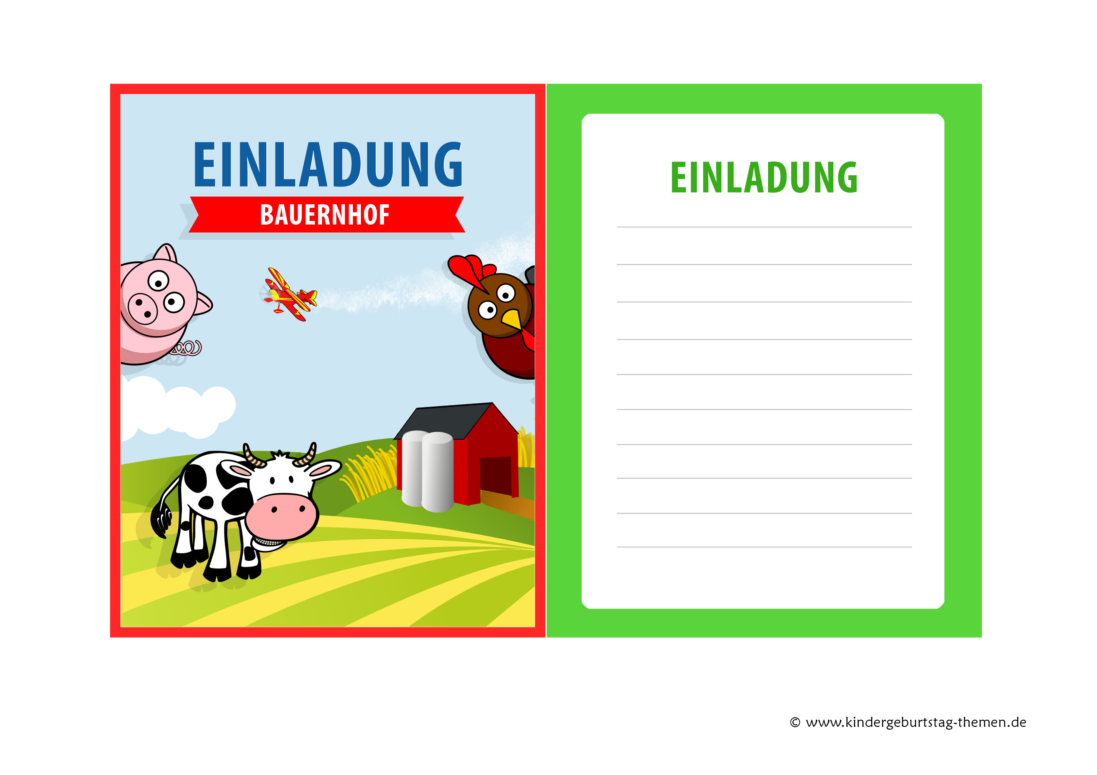 Gerne können sie in kindergeburtstagskarten noch einen persönlichen. Einladung Kindergeburtstag Bauernhof Kostenlose Geburtstagskarten Zum Runterladen Und Ausdrucken
