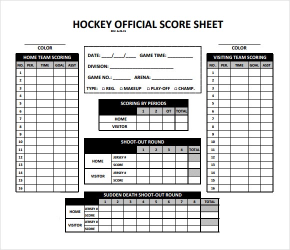 Sample Hockey Score Sheet - baileyalmarev