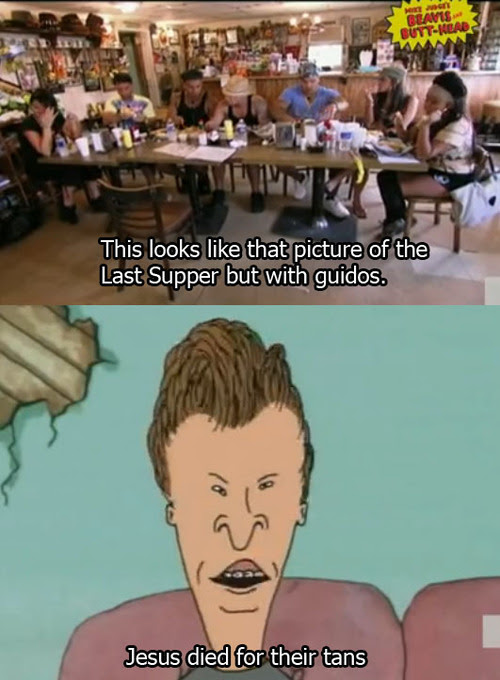 'beavis and butthead guns n roses' size: Beavis And Butthead Comment On The Last Supper On The Jersey Shore