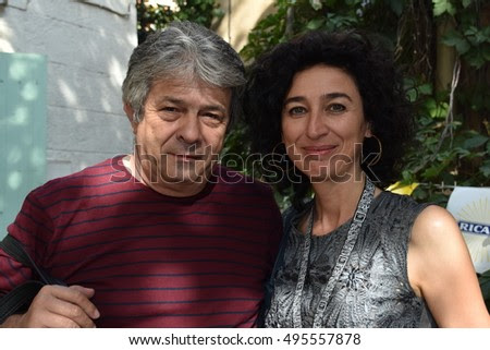 Marseille, France - October 06, 2016 : Cartoonists Antonio Moreira Antunes and Marilena Nardi at the 5th edition of the International festival of press and political cartoons at l'Estaque.