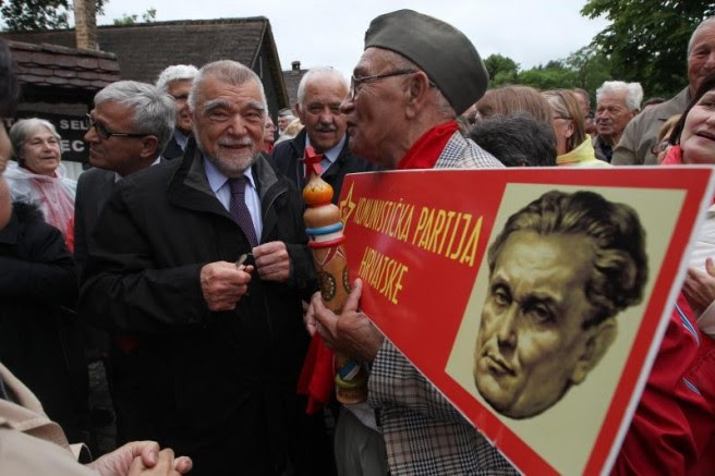 Stjepan Mesic at Kumrovec celebrating Tito's birthday calling all those who speak the truth about communist crimes "nazifascists" and revisioninsts Photo: Boris Scitar/Pixsell 