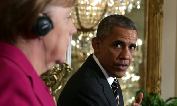 US president Barack Obama and German chancellor Angela Merkel hold news conference Photograph: Alex Wong/Getty Images