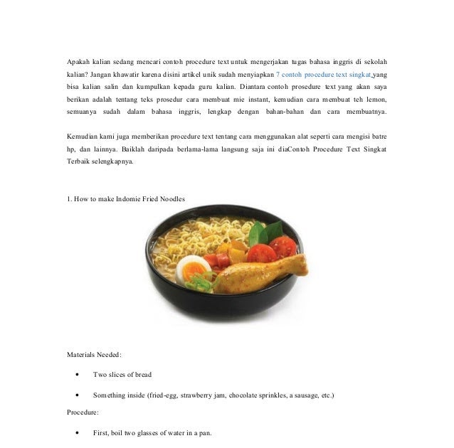 Contoh Teks Prosedur Pisang Goreng - Contoh Hu