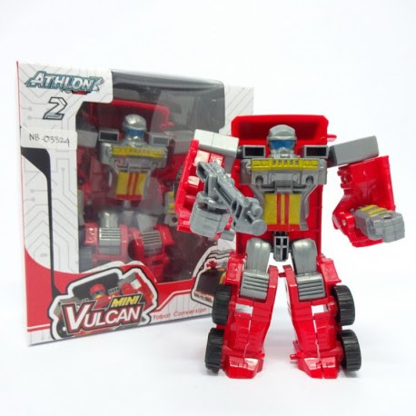 Atlon 2 Mini Vulcan  Red Fire Truck Mainan  Robot Happy