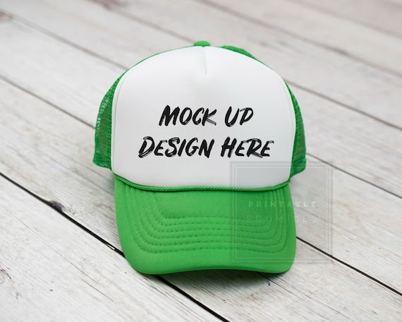 Download Kelly Green Trucker Hat Mockup Mock Up Baseball Hat Blank ...