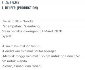 Lamar sekarang juga di karir.com Loker Pt Indofood Sukses Makmur Tbk Situs Resmi Dinas Tenaga Kerja Dan Transmigrasi Kabupaten Banyuasin