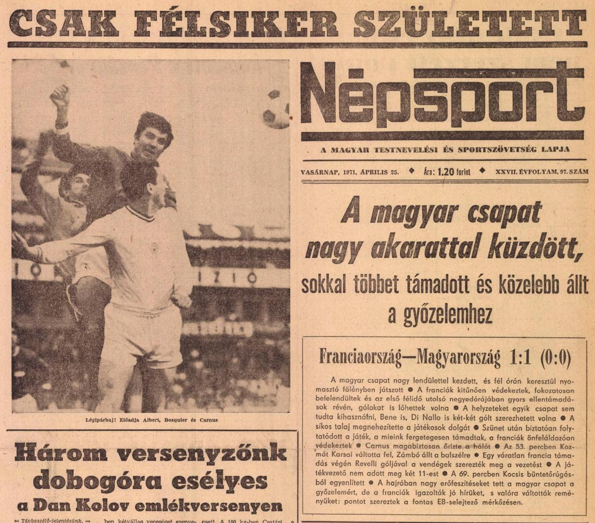 Franciaország még sosem kapott pontot a következő országoktól: 1971 Iv 24 Eb Selejtezo Magyarorszag Franciaorszag 1 1 Tempo Fradi