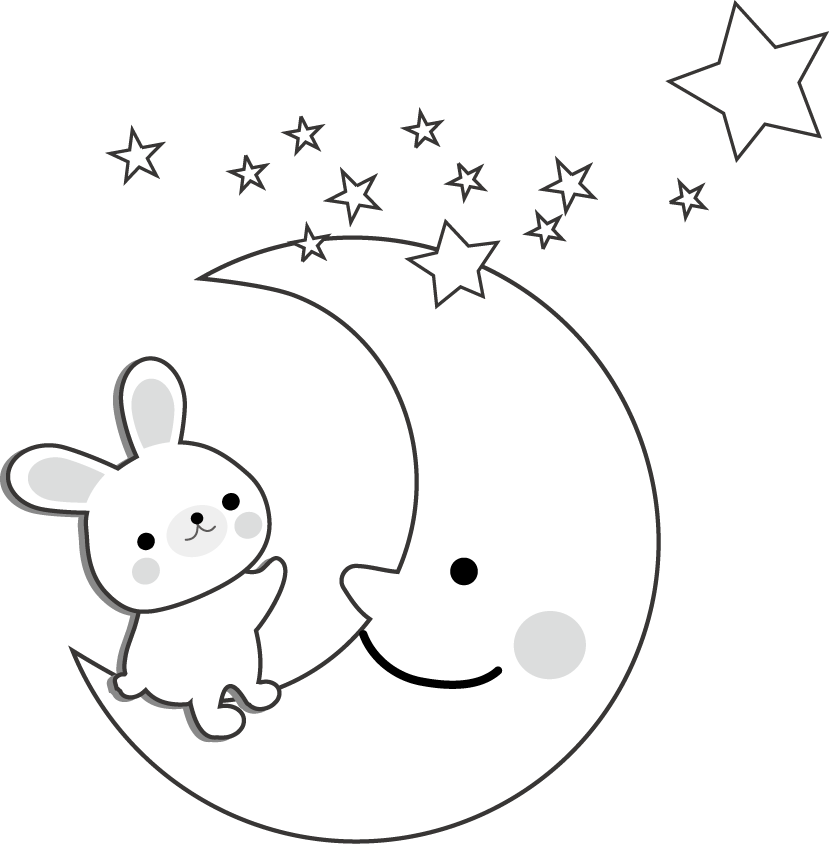 最高の三日月 月 イラスト 白黒 最高の動物画像