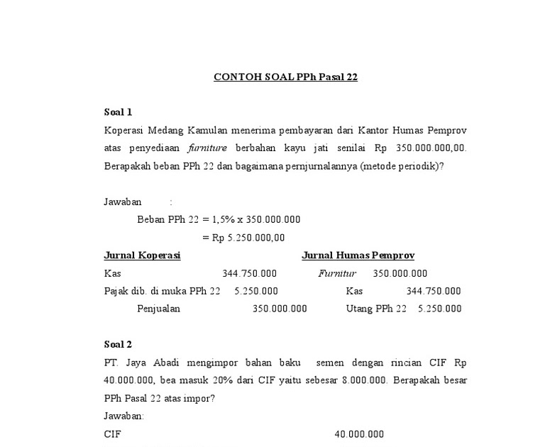 Contoh Soal Pph 23 Beserta Jawabannya Sarang Soal