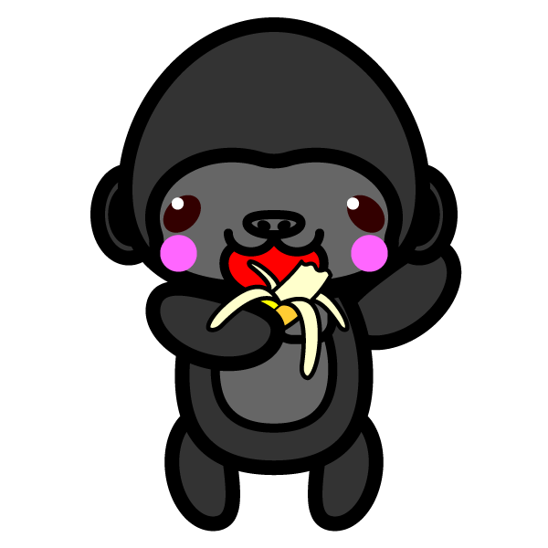 ラブリー簡単 バナナ ゴリラ イラスト かわいい動物画像