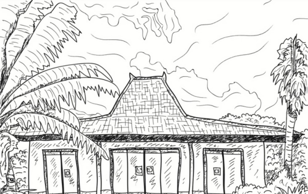 Cara Menggambar Rumah Adat Padang, Joglo, Batak dan Papua 