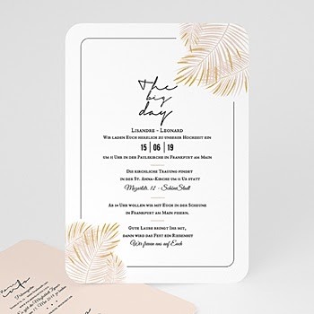 Einladungskarten Hochzeit Mit Palmen Und Gold ...