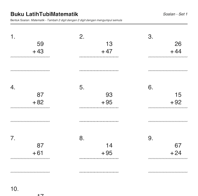 Soalan Matematik Tahun 3 Mengikut Bab - Contoh Dhi