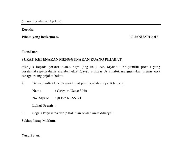 Contoh Surat Kebenaran Dari Pemilik Tanah  gampscy