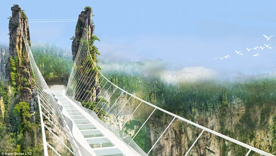 Skyhigh fashion! There are plans to hold                                                        fashion shows                                                        along the bridge                                                        set against the                                                        picturesque Zhangjiajie                                                        backdrop