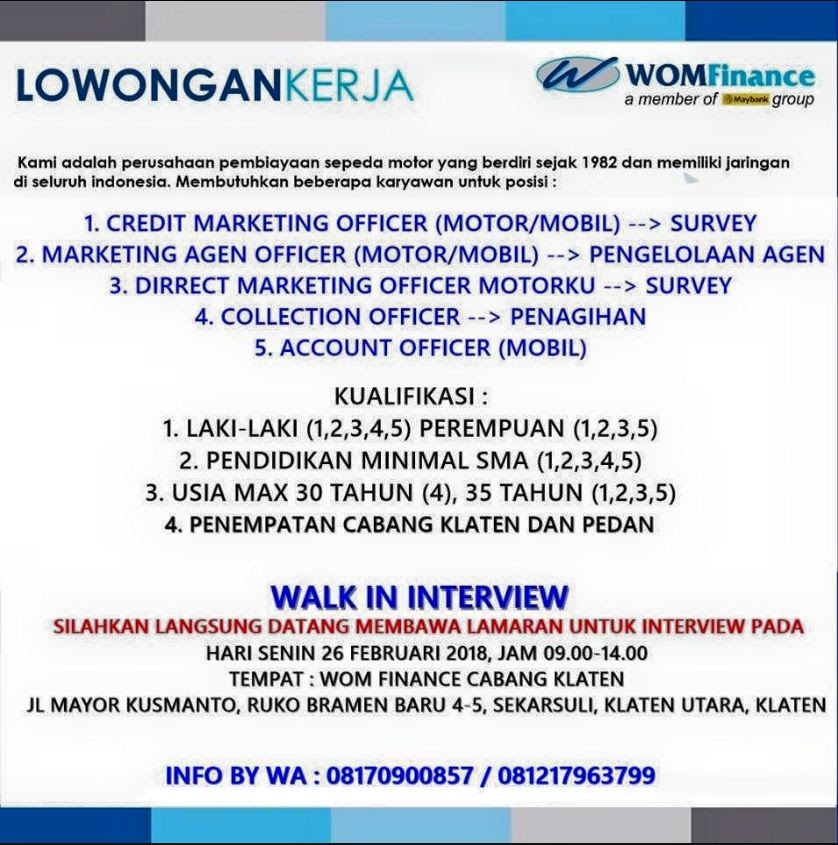 Pekerjaan Teller Di Wom Finance / Lowongan Kerja Finance ...