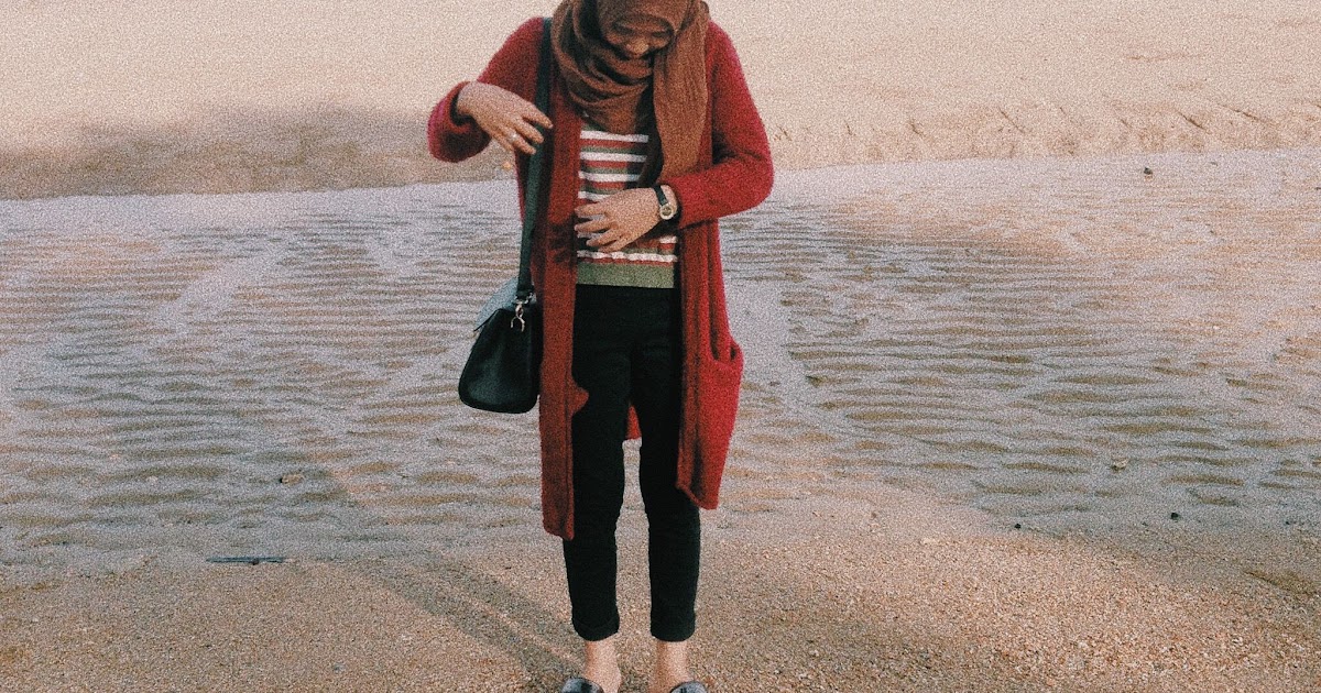 dress ootd pantai  non  hijab 