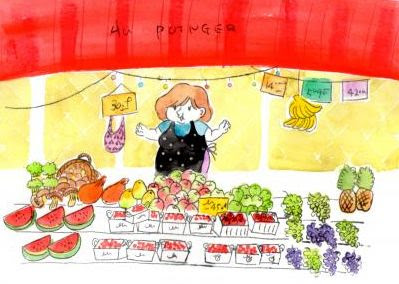 元の果物屋さん イラスト 美しい花の画像