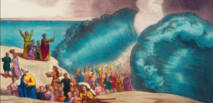 Le passage de la mer Rouge par les Hébreux, gravure de la fin du XIXe siècle