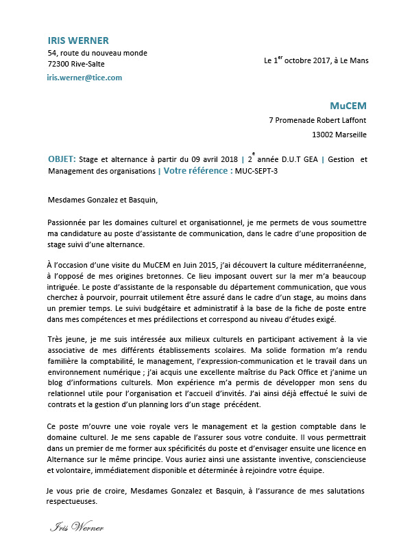Exemple De Lettre De Motivation Dut Gea - Exemple de Groupes