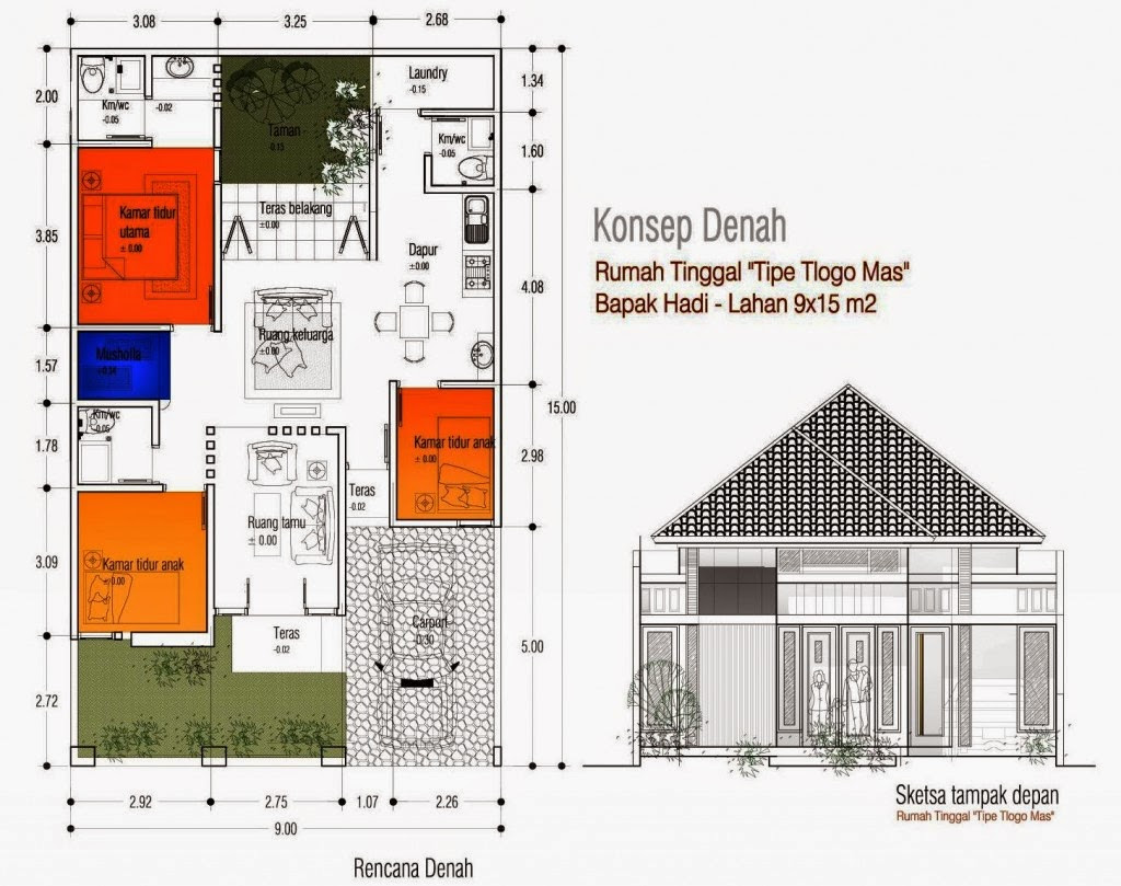 Download Denah Rumah Minimalis 2 Lantai 3 Kamar Tidur Dan Garasi