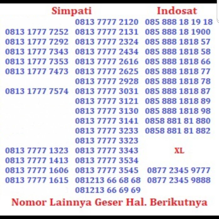 Contoh Nomor Indosat  Jual Nomor cantik INDOSAT  10 DIGIT 