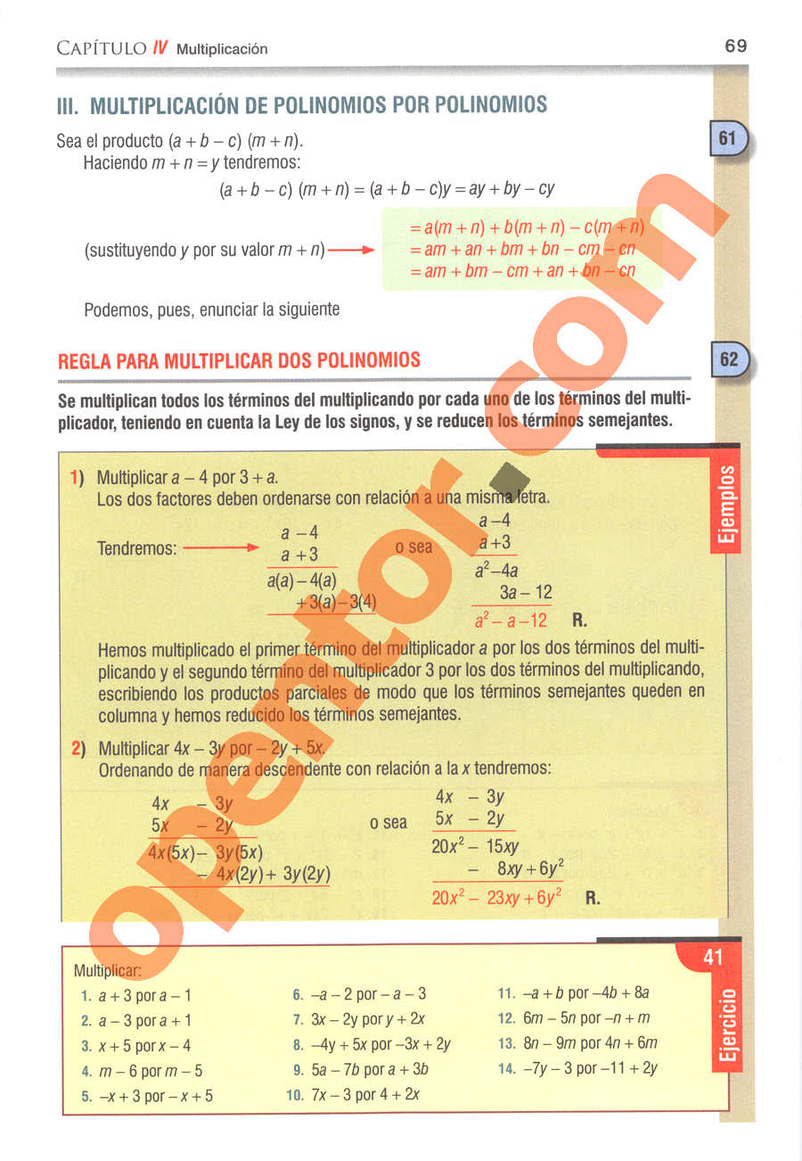 Catálogo de libros de educación básica. Algebra De Baldor Pagina 69