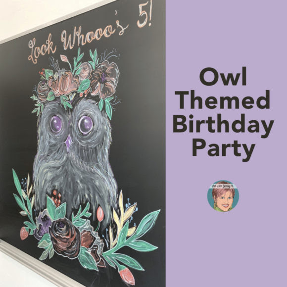 Stacked cakes with topper—bake your normal cake, then cut it into round shapes, and stick a paper topper (or better, an edible owl) on top. Owl Themed Birthday Party Art With Jenny K