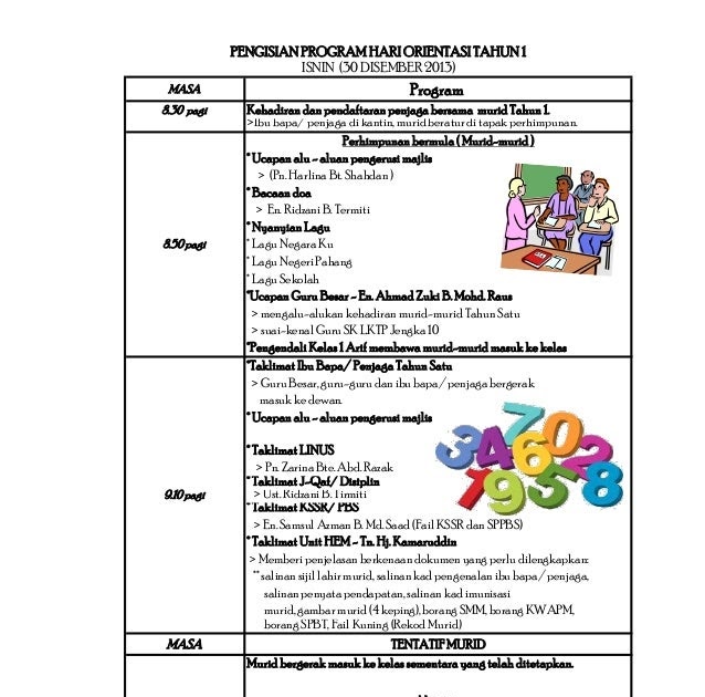 Contoh Buku Program Hari Orientasi Tahun 1 - Contoh Wa