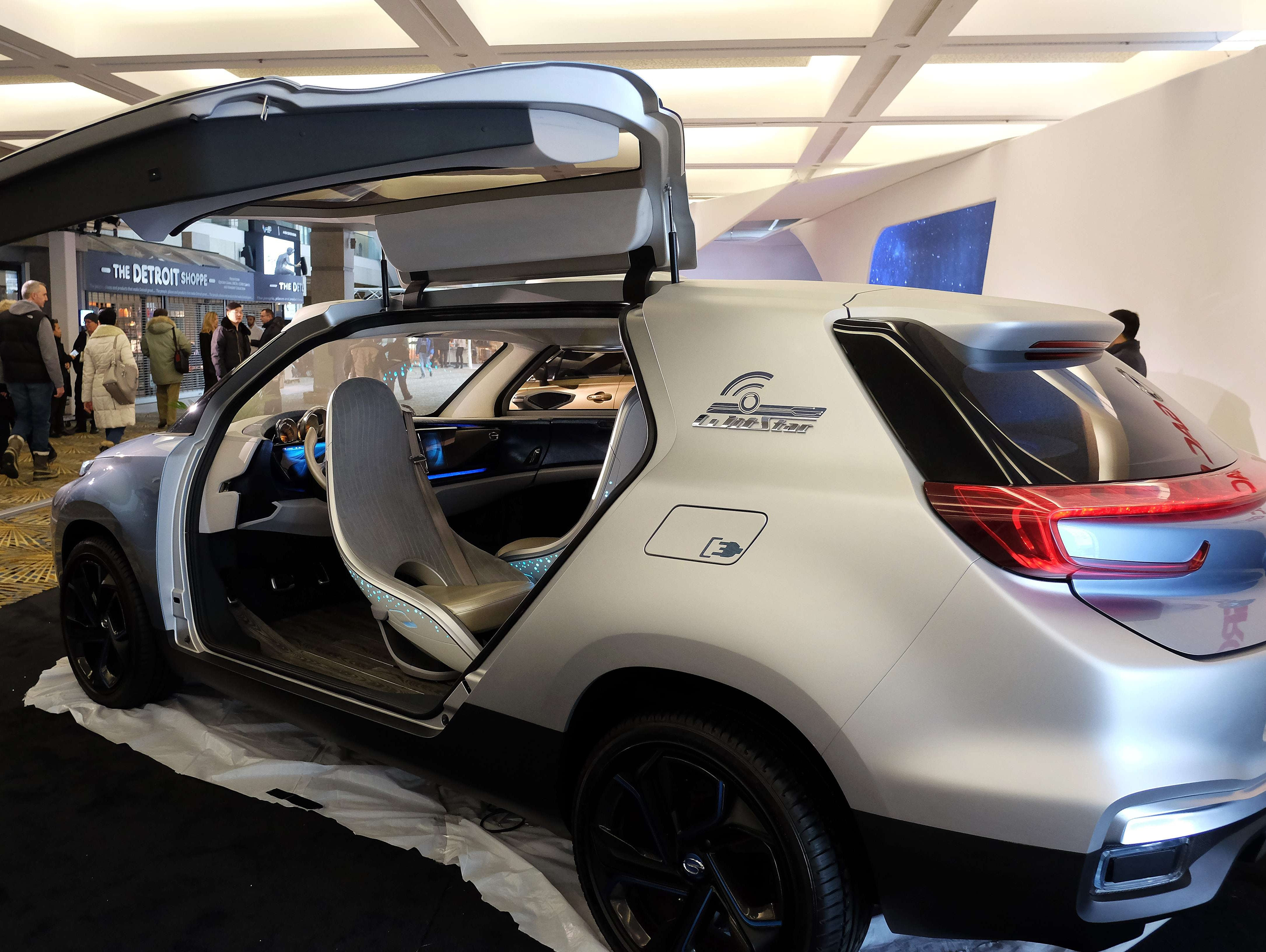 Chinese automaker GAC's concept autonomous electric car Witstar is pictured at the company's display at the Detroit Auto Show.