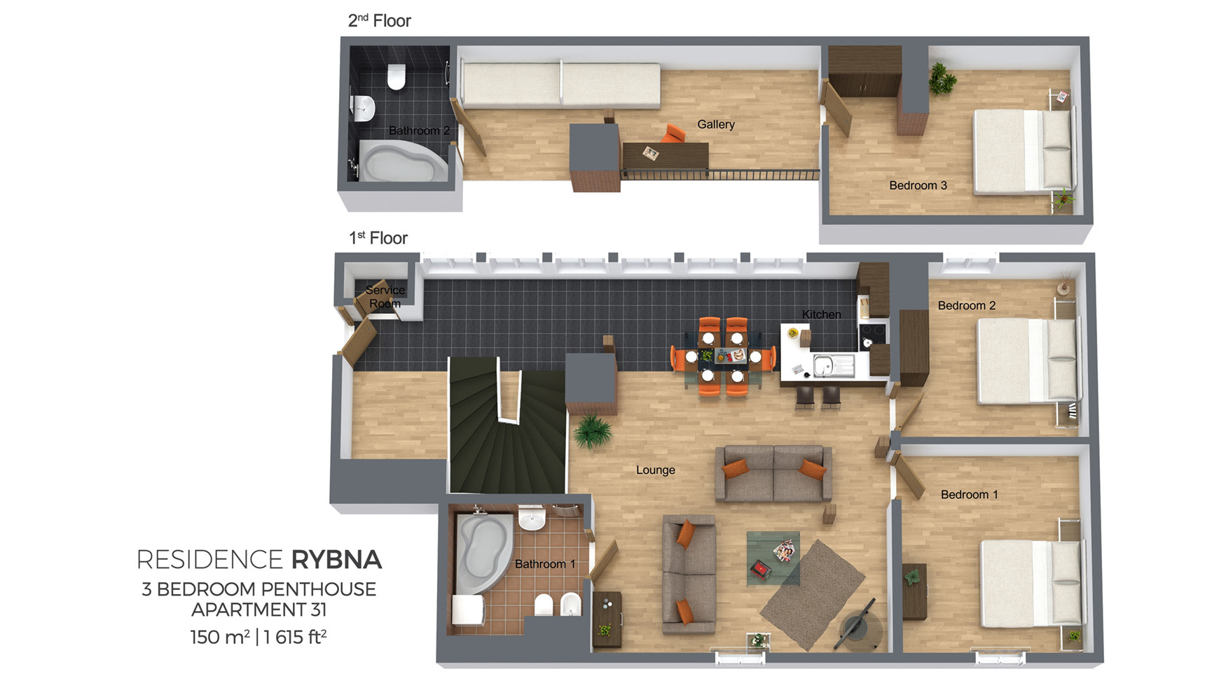 In the choose a house plan 1 bedroom, you as the owner of the house not only consider the aspect of the. Three Bedroom Duplex Apartment 31 Residence Rybna