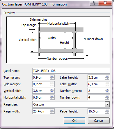 Contoh Ukuran  Label Tom and Jerry di MS WORD Label 