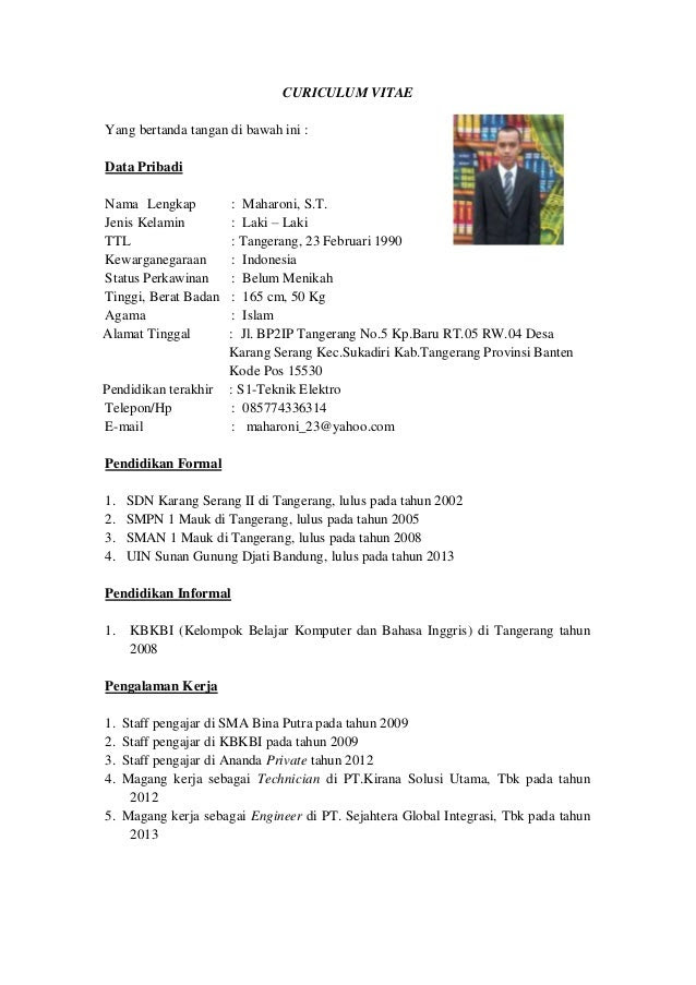 Contoh Biodata Yang Unik {{8}} - Gontoh