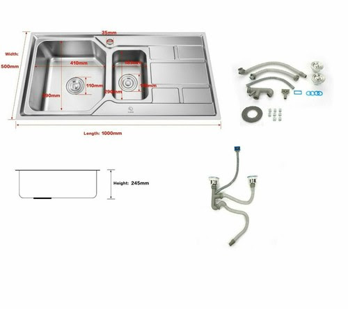 Kitchen sink plumbing is a tough job, but it is easy if you maintain proper guidelines and codes. Sink Uk Strong Heavy Real Stainless Steel Kitchen Sink Includes Complete Plumbing Kit Home Furniture Diy Logos Mk
