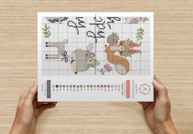 This pattern is designed with 60 thread colors. Happy Woodland Cross Stitch Pattern Stitched Modern
