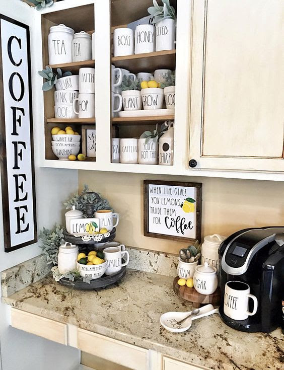I love kitchen carts for their ease of movement. 90 Beautifully Designed Countertop Coffee Stations Lures And Lace