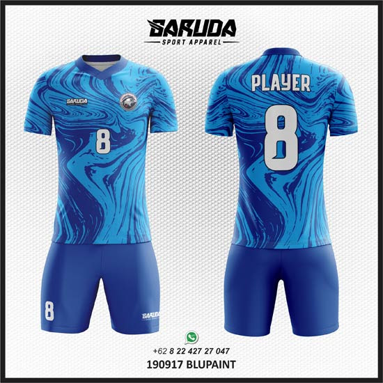 Desain Kaos Futsal Warna Biru Terbaru Garuda Print 
