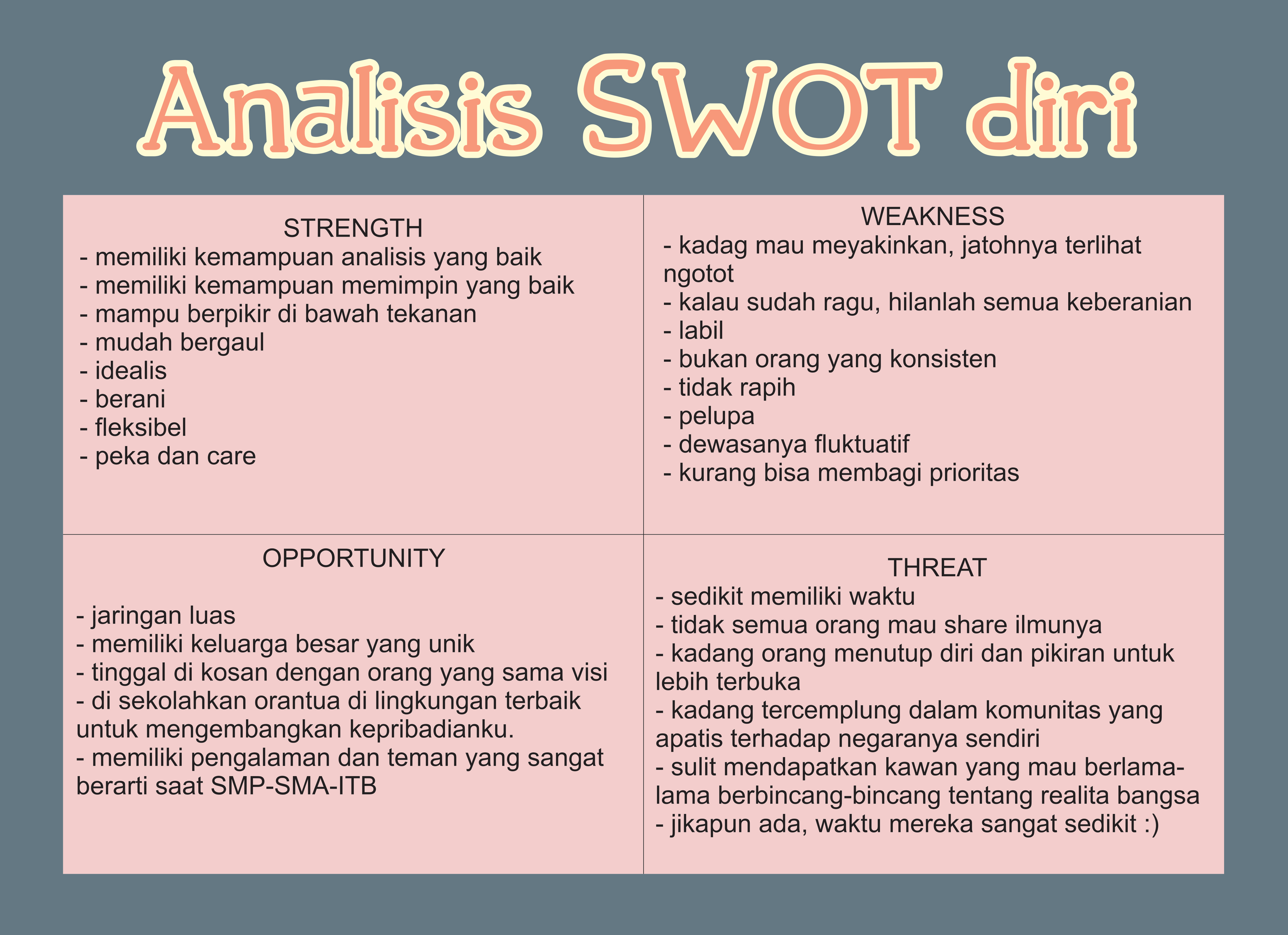 Contoh Analisis Swot Diri Sendiri 600 Tips