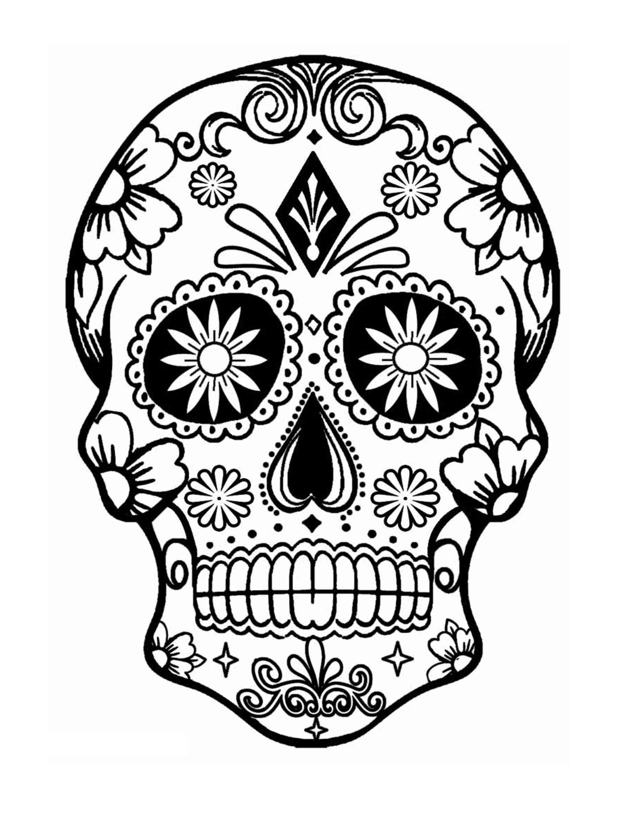 Download 47+ Sugar Skull Flower Finished Coloring Pages PNG PDF File