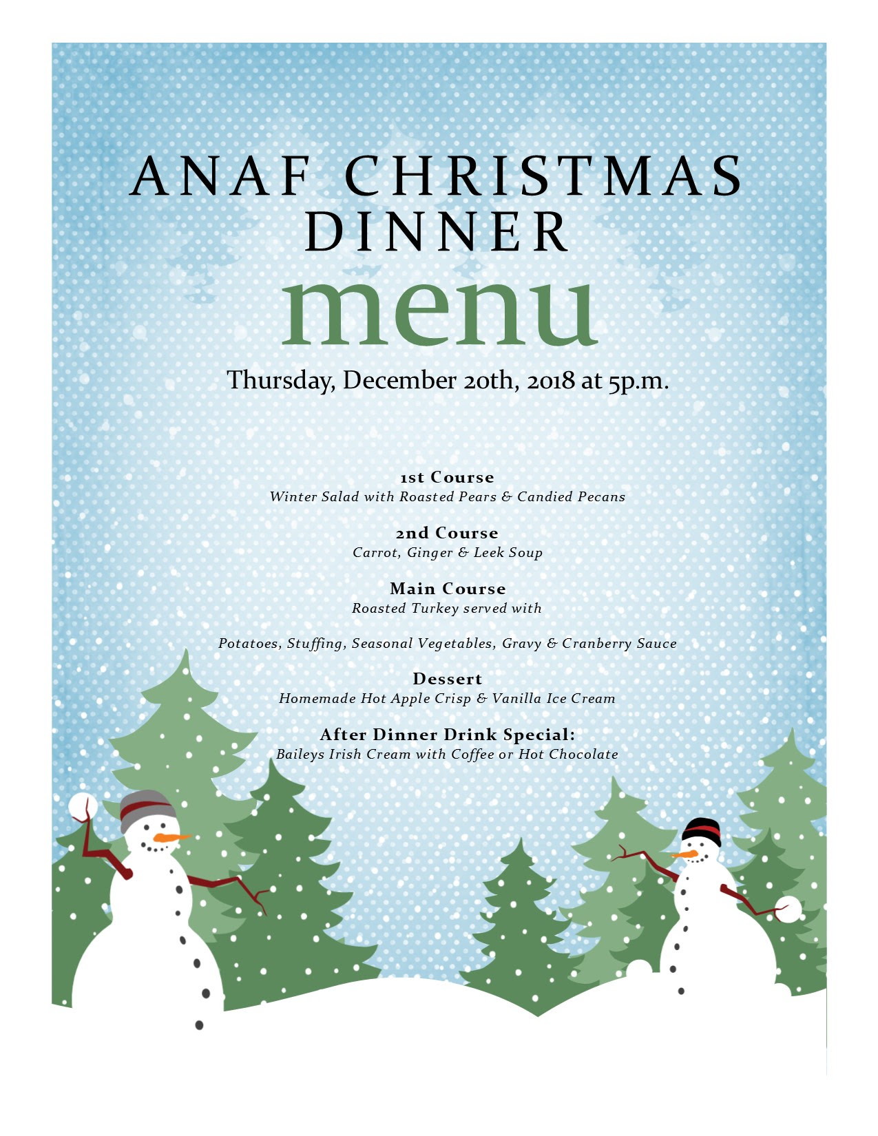 * mulled wine served on arrival *. 2nd Annual Christmas Dinner Menu Anaf Club 344