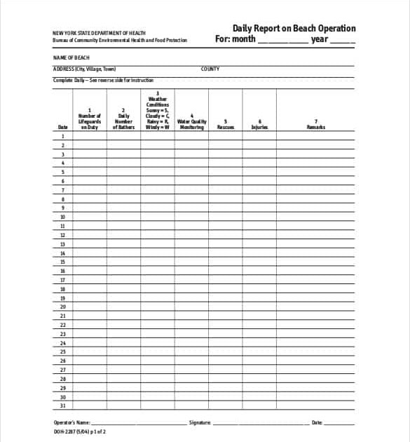 Contoh Format Daily Activity - Gontoh