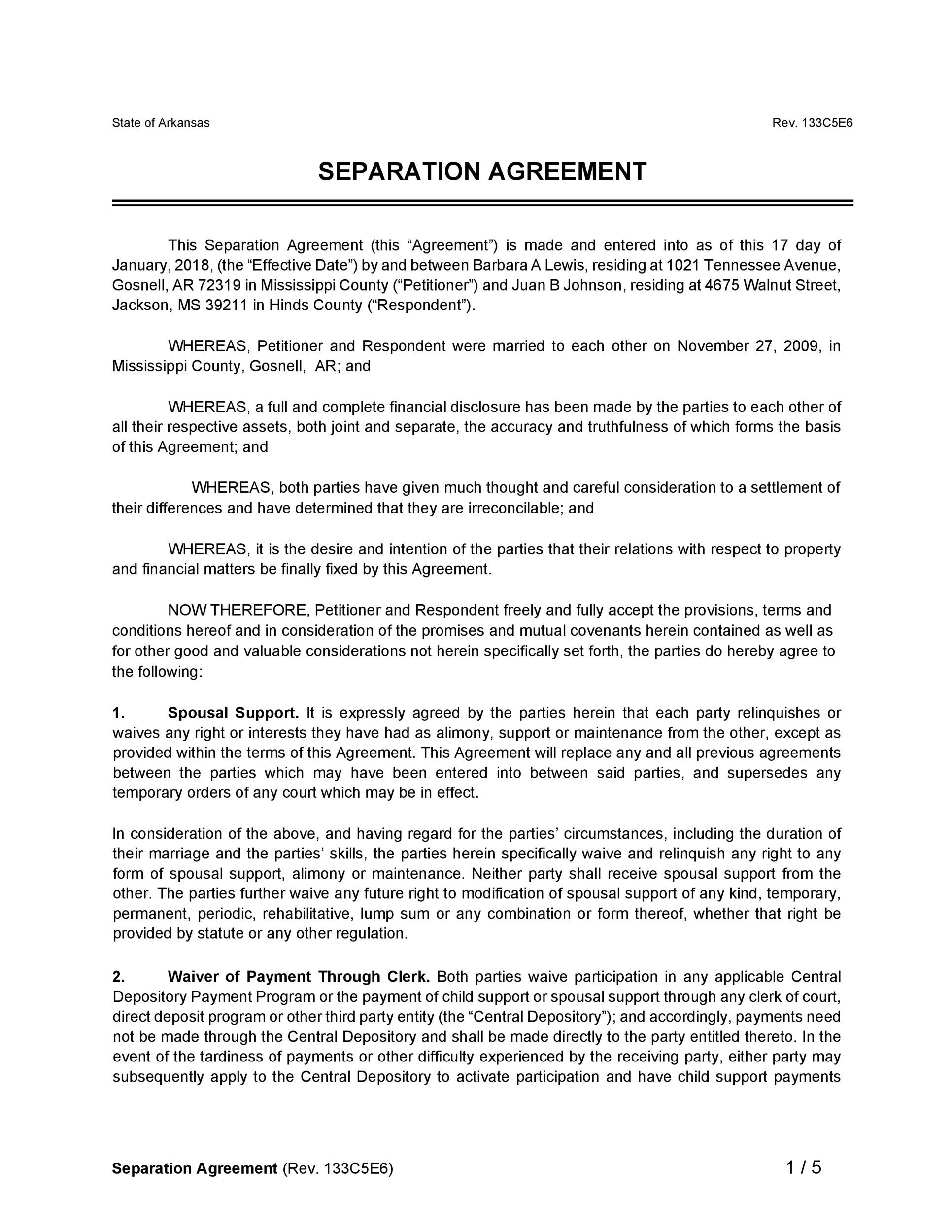 mutual separation agreement template south africa pdf