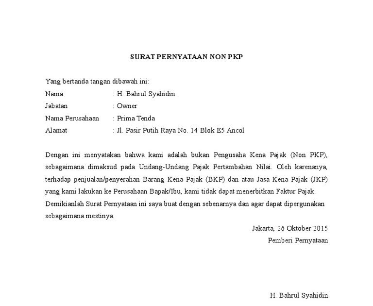 Surat Keterangan Non Pkp Pencari Jawaban Soal