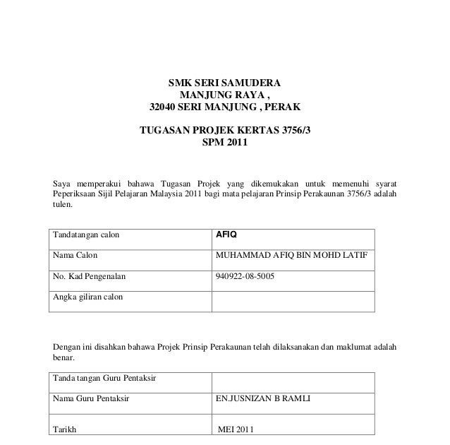Contoh Folio Akaun Tingkatan 5 2016 - Dawn Hullender
