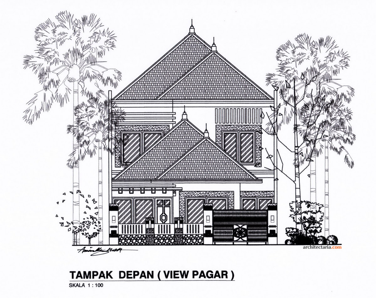 Gambar Denah  Rumah  Tampak Depan  Dan  Samping  Sekitar Rumah 