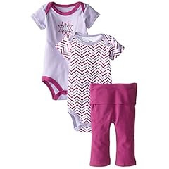 Yoga Sprout Baby-Girls 3 Piece 2 Bodysuits and Pant Set Lotus