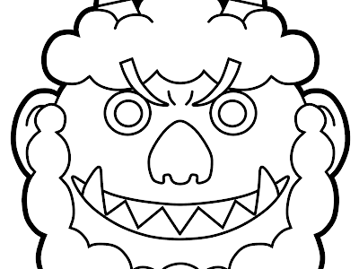 子供向けぬりえ 鬼 イラスト 白黒 怖い