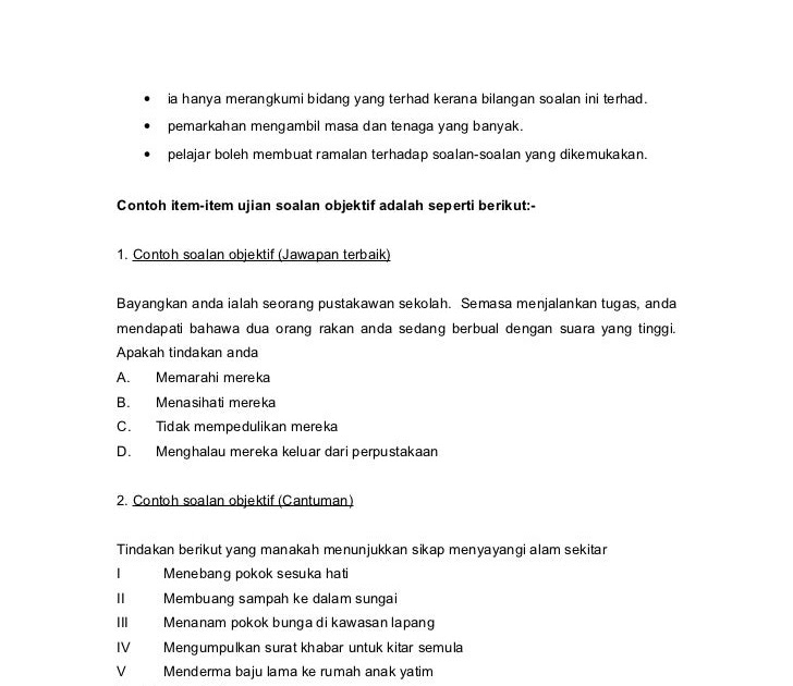 Contoh Soalan Subjektif Respon Terhad - Malacca b