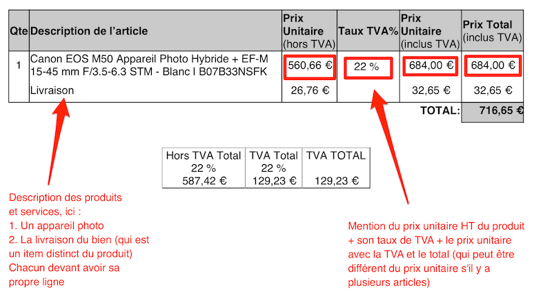 Modèle facture autoentrepreneur gratuit