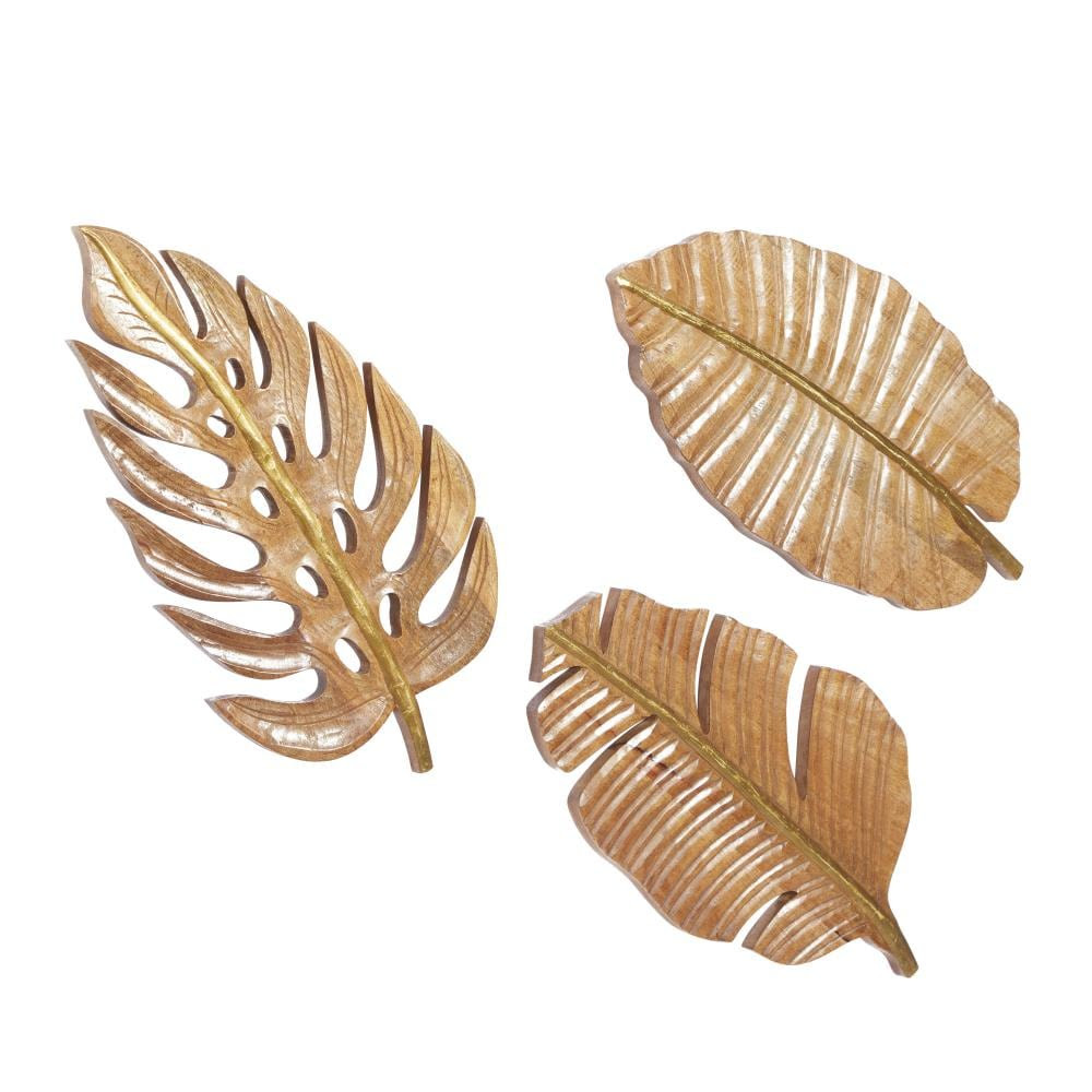 Maybe you would like to learn more about one of these? Grayson Lane Large Carved Natural Wood Leaf Wall Decor Set Of 3 24 X 12 Each In The Wall Accents Department At Lowes Com